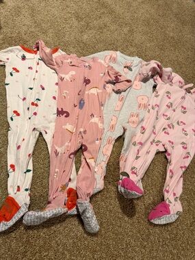 Carter's Pink Multi-Print Footed One-Pieces (4-Pack)